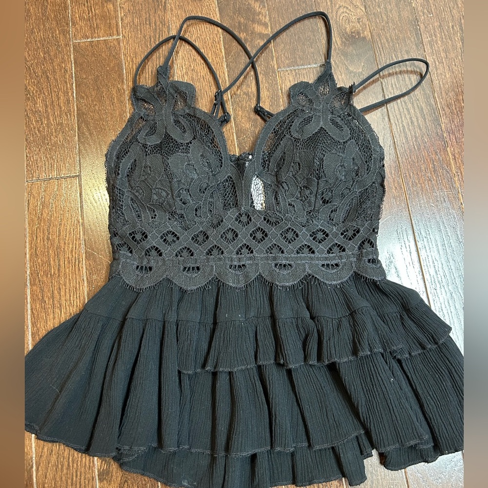 Black Lacy Going Out Top